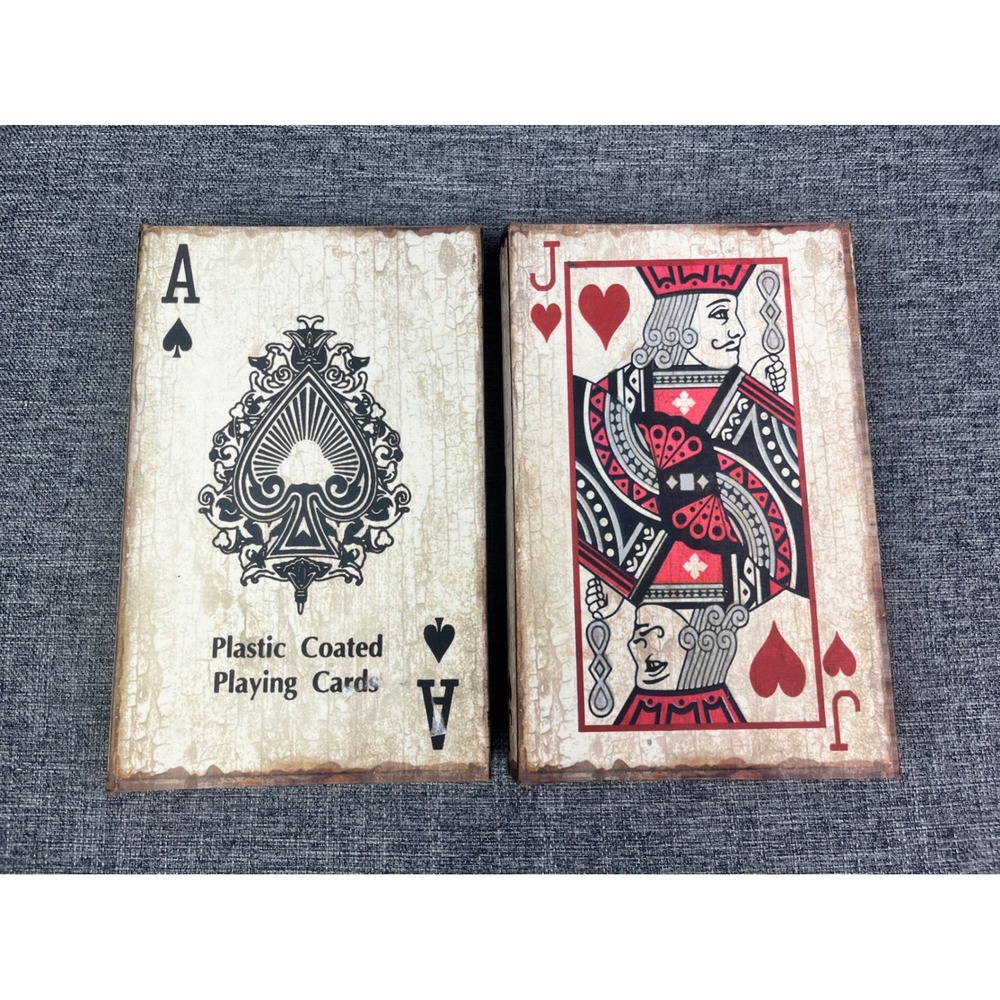 Vintage Playing Card Faux Book Storage Boxes Set‎ Ace of Spades Jack of Hearts